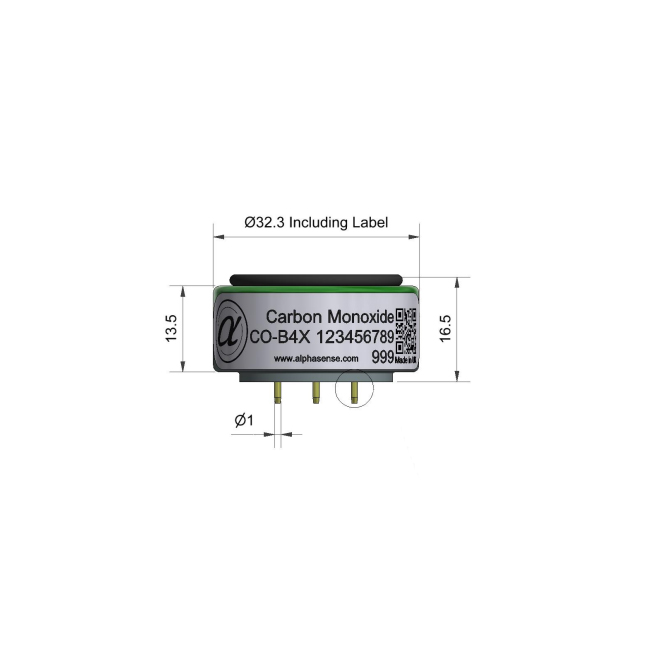 Sensor de monóxido de carbono alphasense do Reino Unido / CO com resistência à interferência de H2, nível PPB